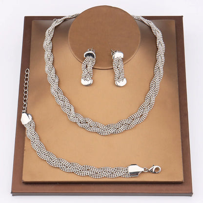 Hollow Earrings Necklace Set Fashion Women Dubai Africa Luxury Punk Jewellery Valentine's Day Gift Choker Necklace