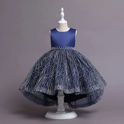 Summer Children's Wedding Celebration Party Evening Dress Sleeveless Sequins Formal Ball Birthday Party Girl Princess Dress