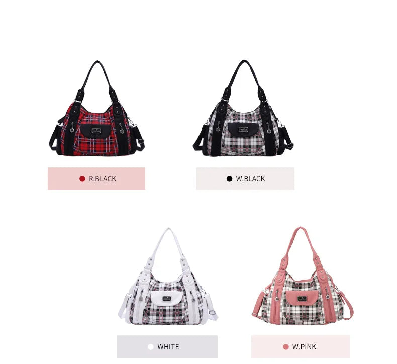 Women Handhag Designers Luxury Hand bags Fashion Women Plaid Shoulder Bags Female Top-handle Bags Large Purse Hobos