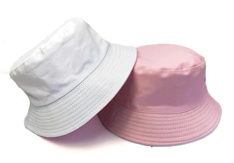 Black Solid Dots Bucket Hat Two Side Wear Unisex Simple Bob Caps Hip Hop Gorros Men