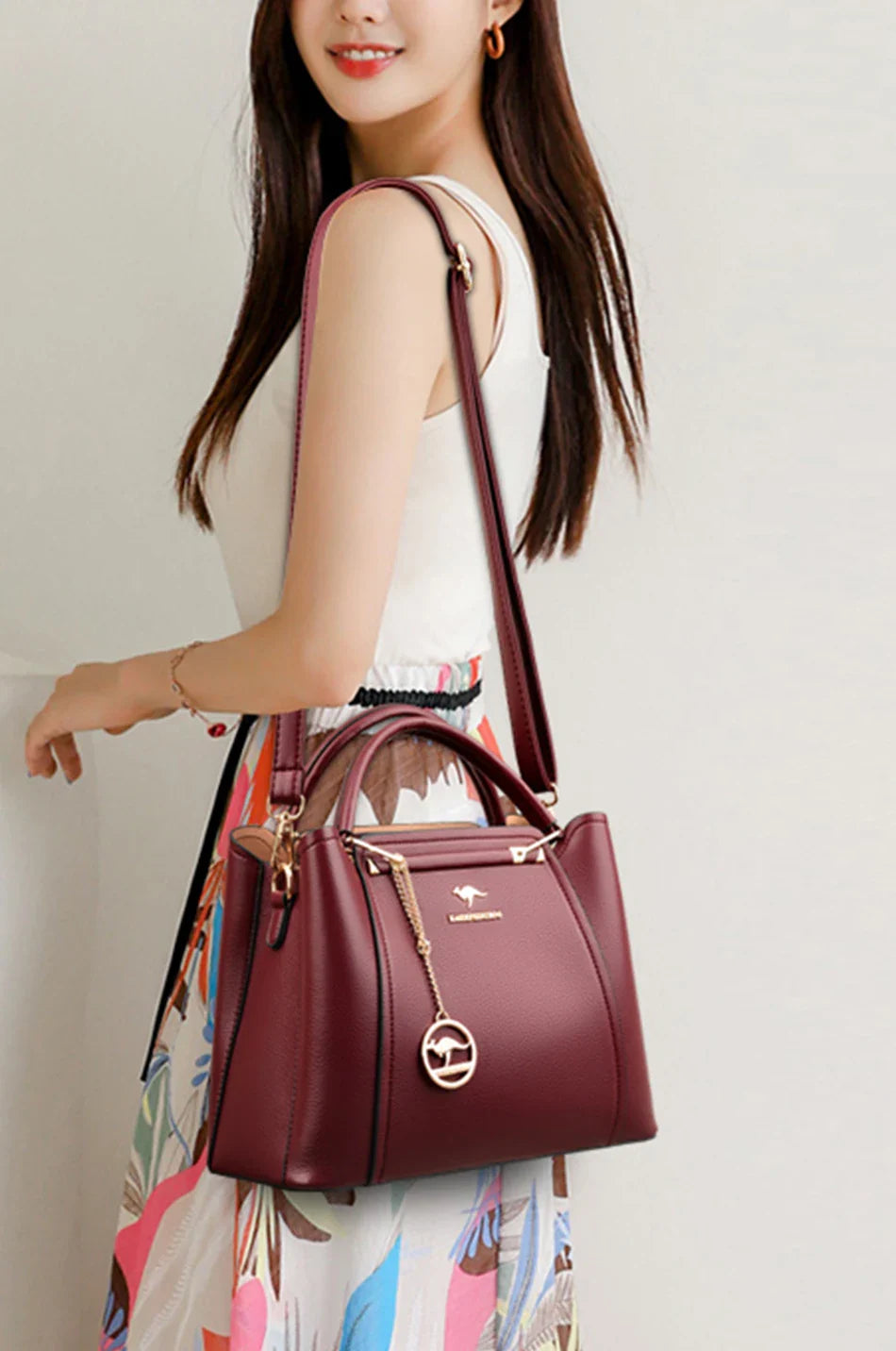 Bolsas de Luxo Femininas Bolsas de Grife 3 Camadas Couro Macio Ombro Transversal Sacola Feminina Grande Capacidade Compras Mensageiro Tote