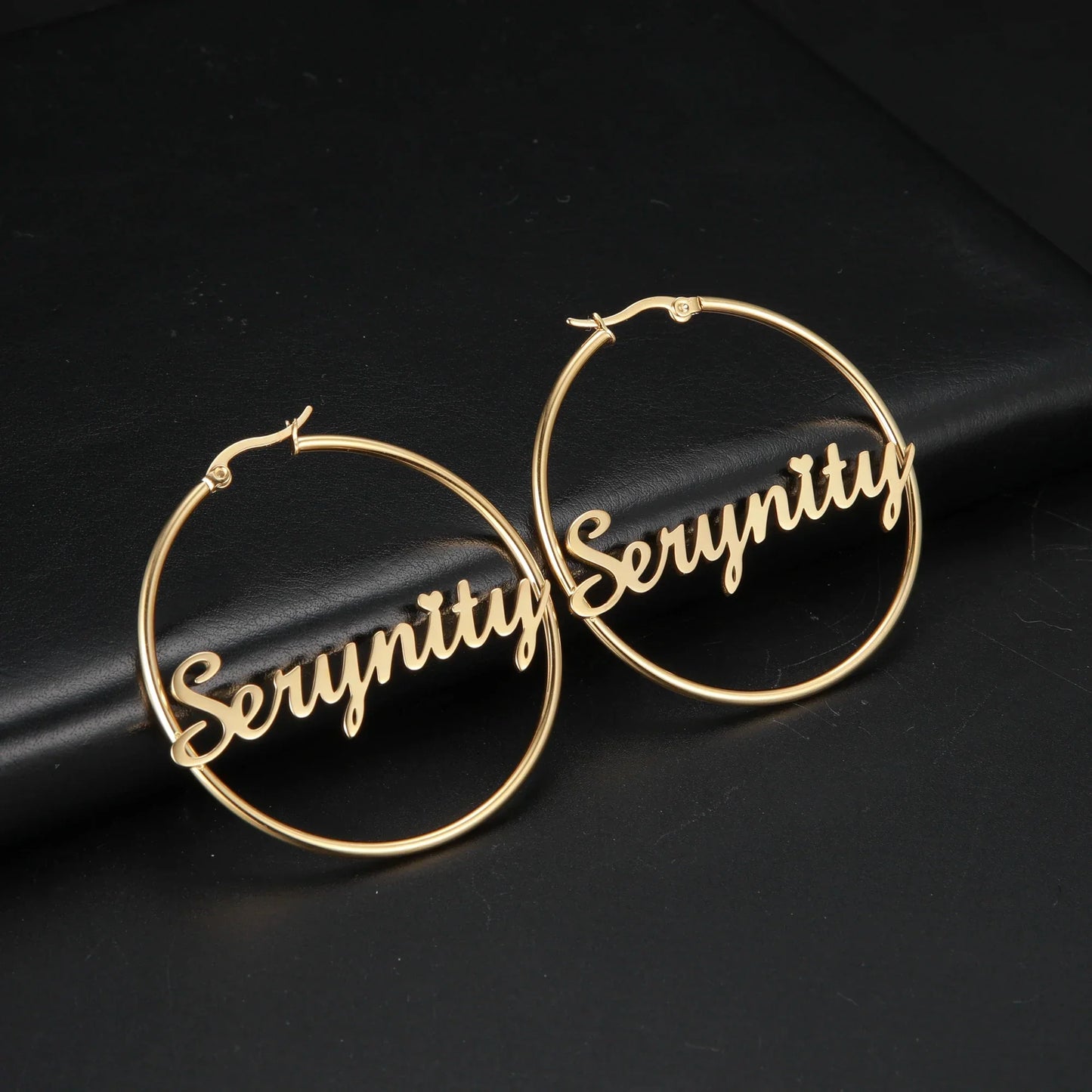 Stainless Steel Personalized Customize Name Hoop Earrings Jewelry For Women Girls Circle Earring Fashion 30-60 MM