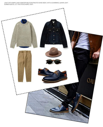 New Spring Autumn Fashion Men Shoes Men Leather Oxfords Shoes Casual Lace-up Formal Business Wedding Dress Shoes Big Size 38-48