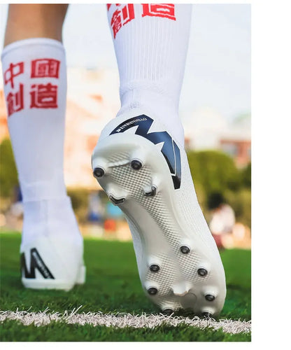 New Futstal FG/TF Orange Soccer Boots For Men High Top Men Soccer Cleats Football Trainers Men Sport Shoes zapatillas de futbol