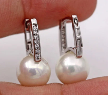 Genuine 18k Gold Pendientes Earrings Harp PearlStuds HorseShoe Earrings for Women Wedding Gifts