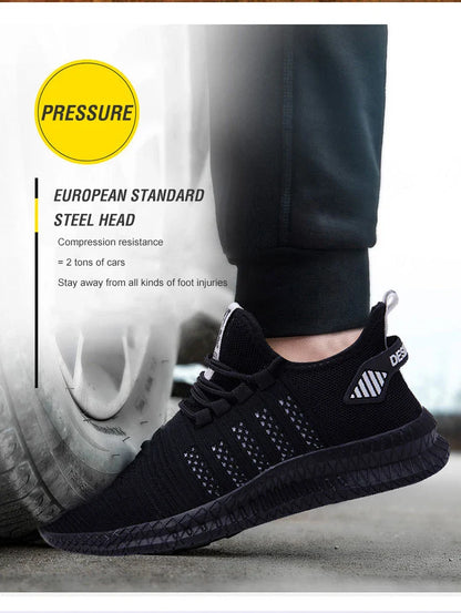 Work Safety Shoes Non-slip Waterproof Anti-smashing Steel Toe Puncture Working Boots Lightweight Fashion Sneakers For Men Women