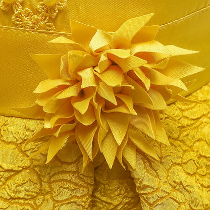 Vestido de festa infantil dourado de verão com laço para meninas Fantasia infantil elegante Flor Casamento Aniversário Vestidos de princesa Roupa de noite para meninas