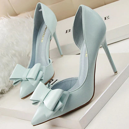 Shoes Bow-knot Woman Pumps Stiletto 10.5 Cm Women Basic Pump Pointed Toe Classic Pumps Sexy High Heels Women Shoes 2026