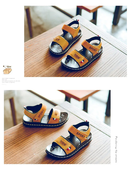 Children Sandals 2023 Summer New Fashion Boys Geniune Leather Sandals Kids Soft Bottom Non-slip Beach Sandals