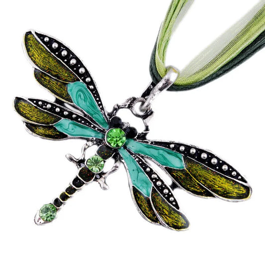 ParagraphWomen Crystal Dragonfly Ribbon Casual Pendant Necklace For Women Ewelry 2024 Gifts