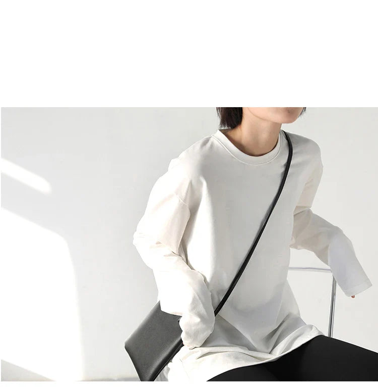 Spring Autumn Women's Solid Color Loose Long Sleeve T-shirt O-neck Basic Top Bottomed Shirt Casual  Tshirt Woman Female