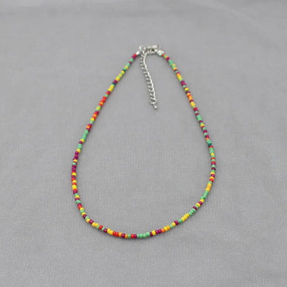 Simple Seed Beads Strand Choker Necklace Women String  Collar Charm Colorful Handmade Bohemia Collier Femme Jewelry Gift