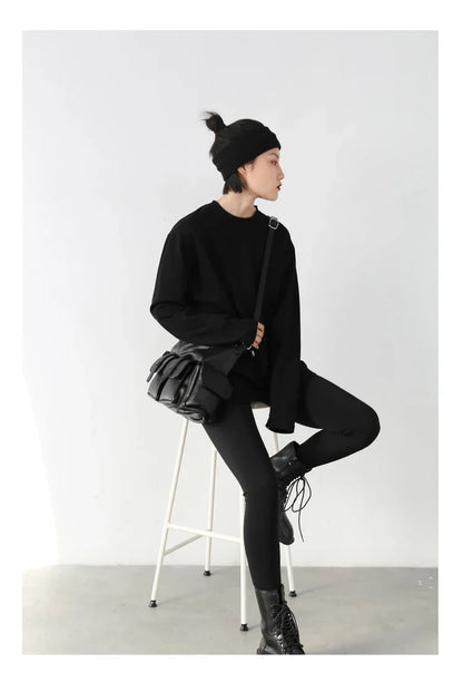 Spring Autumn Women's Solid Color Loose Long Sleeve T-shirt O-neck Basic Top Bottomed Shirt Casual  Tshirt Woman Female