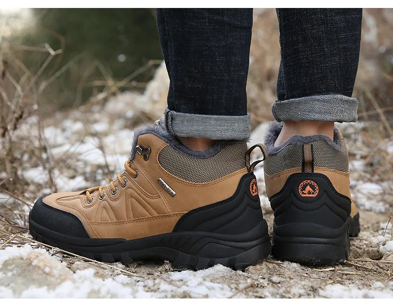 Brand Winter Men's Boots Warm Men's Snow Boots High Quality Leather Waterproof Men Sneakers Outdoor Men Hiking Boots Work Shoes