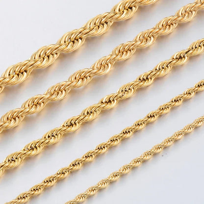 Width 2/3/4/5/6mm 316L Stainless Steel Gold Color Twisted Rope Chain Necklace For Men's and Women's Jewelry wholesale