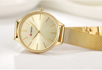 Original Women's Luxury Watch Matte Dial Japanese Quartz Movement Stainless Steel Mesh Strap with Box