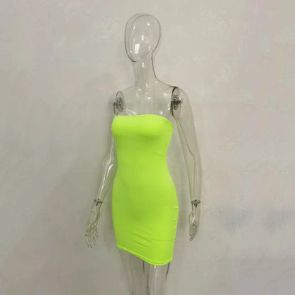 Off Shoulder Tube Dress Solid 2025 New Summer Women Bodycon Strapless Dress Black Mini Dress Women Slim Party Clubwear