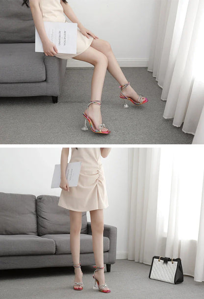 New Design Sexy White String Bead High Heels Women Sandals Summer Gladiator Party Dress Buckles Pumps Shoes Size 35-42