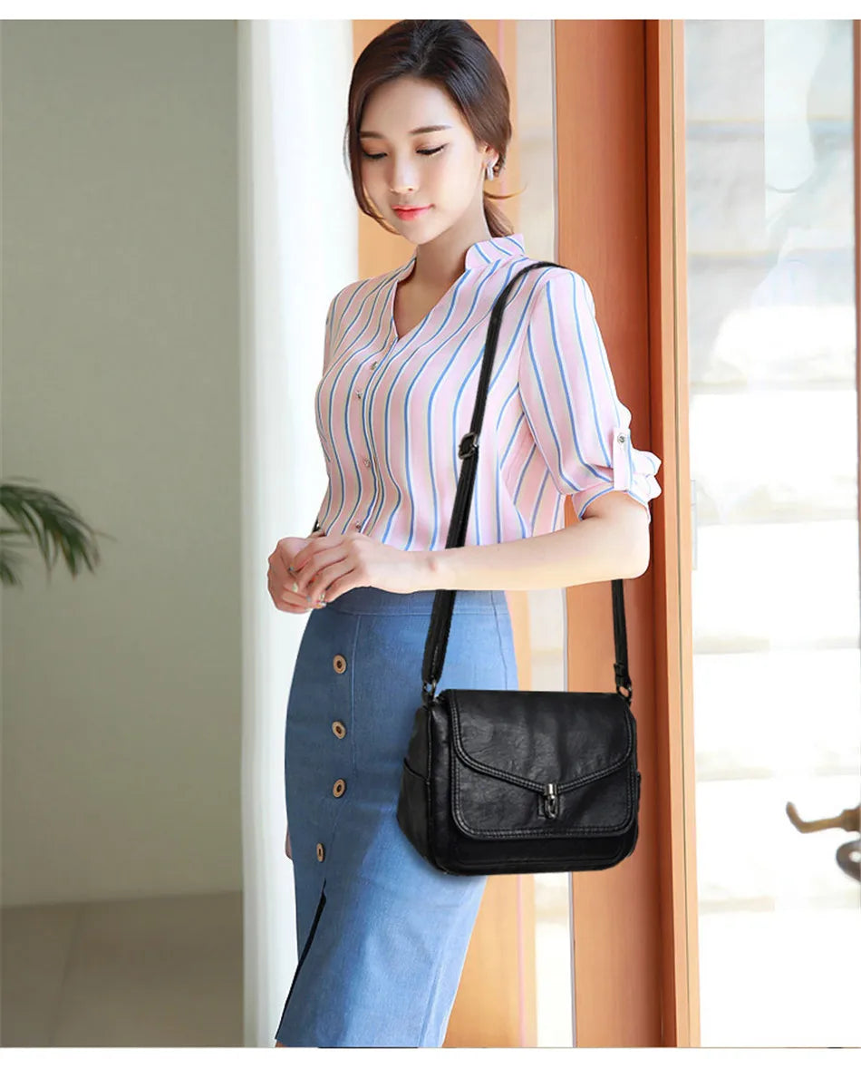 Vintage Shoulder Messenger Bags For Women 2024 New Purses And Handbags Soft Leather Crossbody Bags Casual Small Tote Bag Bolsos
