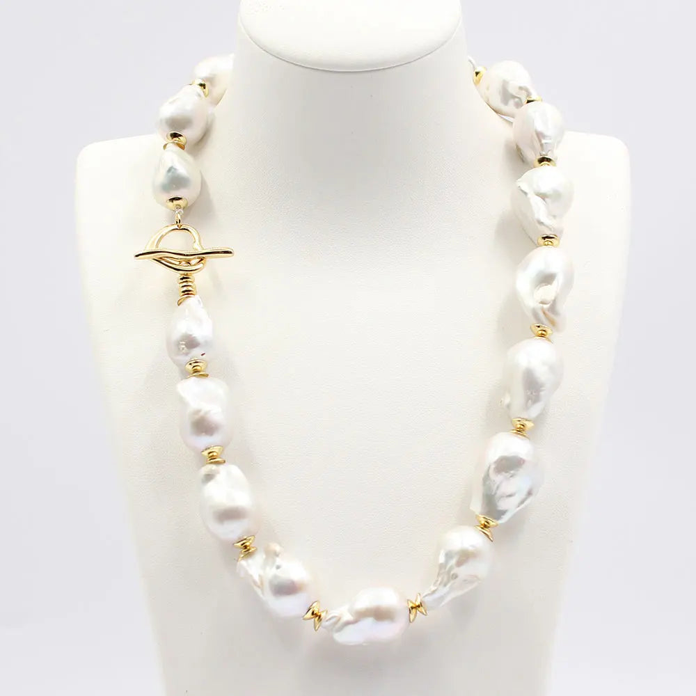 GG Natural Freshwater Cultured White Keshi Baroque Pearl Necklace Bracelet Earrings Sets For Women Lady Fashion