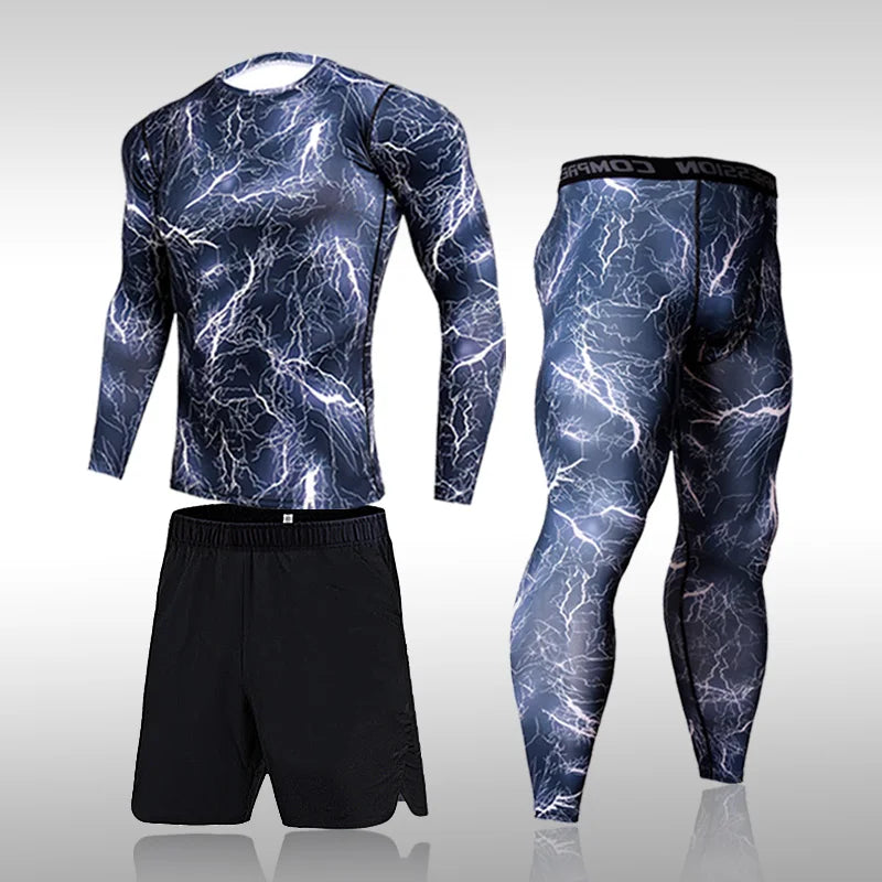 Quick Dry Camouflage Men's Running Sets Compression Sports Suits Skinny Tights Clothes Gym Rashguard Fitness Sportswear Men 2021