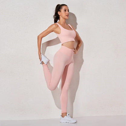 Women's Sportswear Yoga Set Workout Clothes Athletic Wear Sports Gym Legging Seamless Fitness Bra Crop Top Long Sleeve Yoga Suit