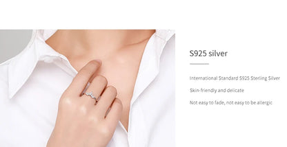 Fashion 925 Sterling Silver Simple crown Finger Ring Elegant Clear Zircon Rings For Women Girls Party Accessories Jewelry