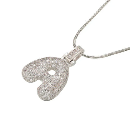 1.25x500mm Fat and lovely crystal brass silver color  letter necklace for women friends birthday gift model: VL34