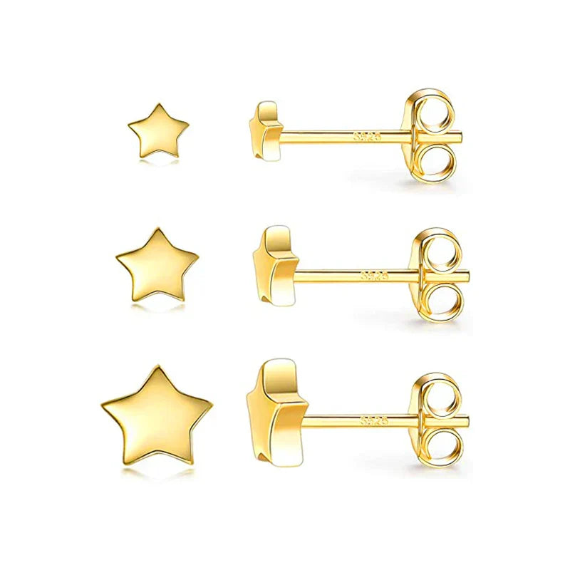 3pcs/set Bling Zircon Earring 925 Sterling Silver Cute Mini Heart Star Stud Earrings Ear Bone Earlobe Piercing Jewerly