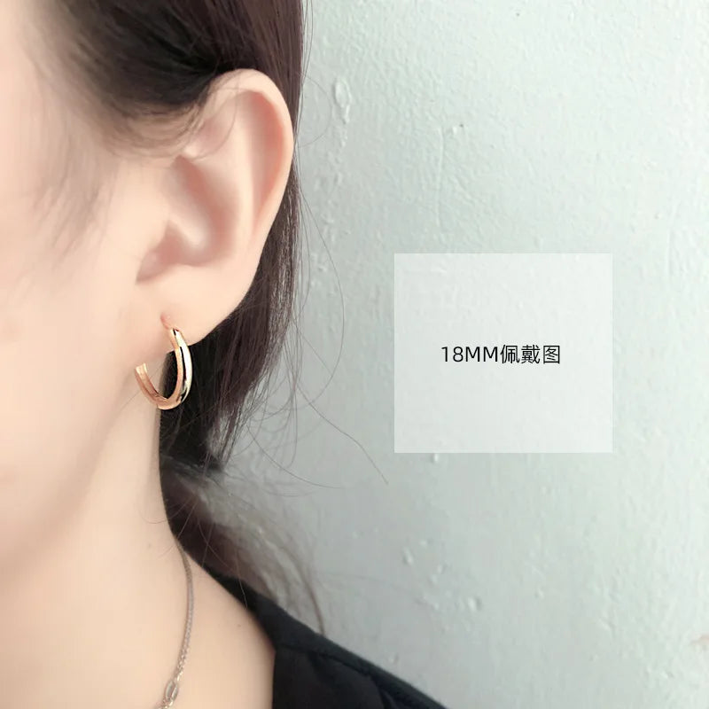 Real 925 Sterling Silver Minimalist Bohemian Round Ear Buckle for Women Punk Unisex Rock Hoop Earring Jewelry Accessories