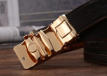 Designer Men High Quality Genuine Leather Belts Silver Gold Buckle Cowhide Ceinture Men Crocodile Belt Luxury Cinturones Hombre
