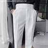 2024 Mens Elegant Formal Party Suits Pants Solid White Grey Pencil Trouser Korean Fashion Waist Buckle Suit Pants Men Streetwear