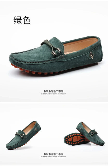 Loafers Men Casual Fashion Suede Men Shoes Lightweight Soft Genuine Leather Moccasins Slip on Driving Shoes for Men Size 48