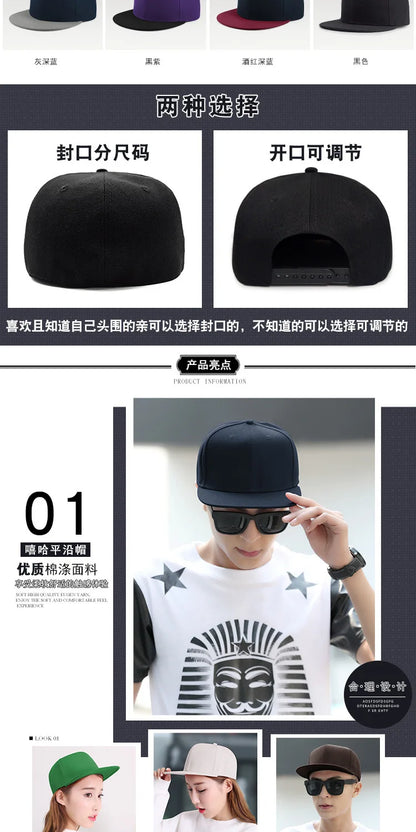 Man Plus Size Baseball Caps Adult Flat Peak Hip Hop Fitted Hat Men Women Large Size Snapback Cap size 6 3/4 to size 8