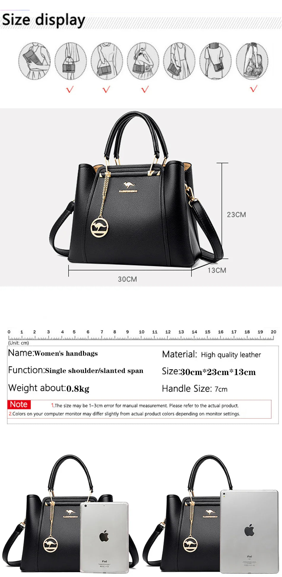 Bolsas de Luxo Femininas Bolsas de Grife 3 Camadas Couro Macio Ombro Transversal Sacola Feminina Grande Capacidade Compras Mensageiro Tote