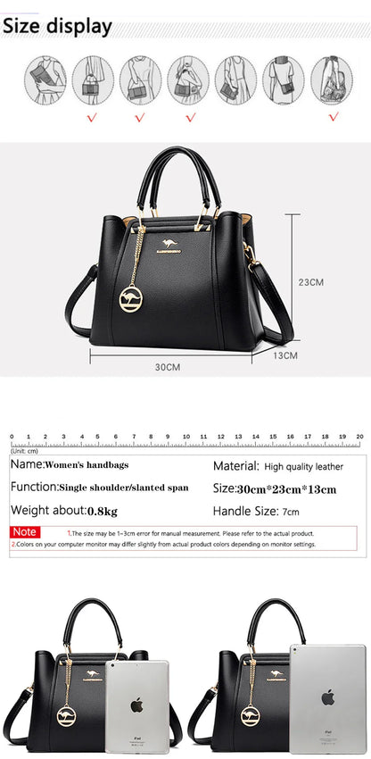 Bolsas de Luxo Femininas Bolsas de Grife 3 Camadas Couro Macio Ombro Transversal Sacola Feminina Grande Capacidade Compras Mensageiro Tote