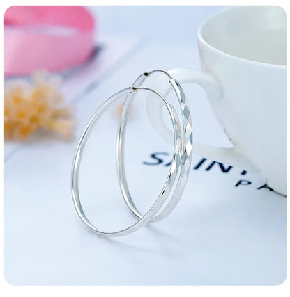 Women's Big Hoop Earrings, New Collection 100% 925 Sterling Silver Jewelry Fashion Women18K Golden серьги кольца