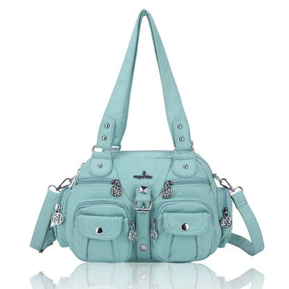 Women Small Handbags Satchel Top-handle Handbag PU Shoulder Bag 8”x11” Dumpling Pack Multi-pockets Shoulder Bag