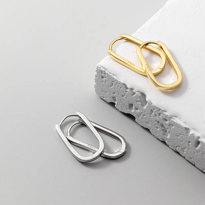 925 Sterling Silver Simple Oval Glossy Huggies Ear Buckle for Women Fashion Bohemian European piercing Earrings Jewelry