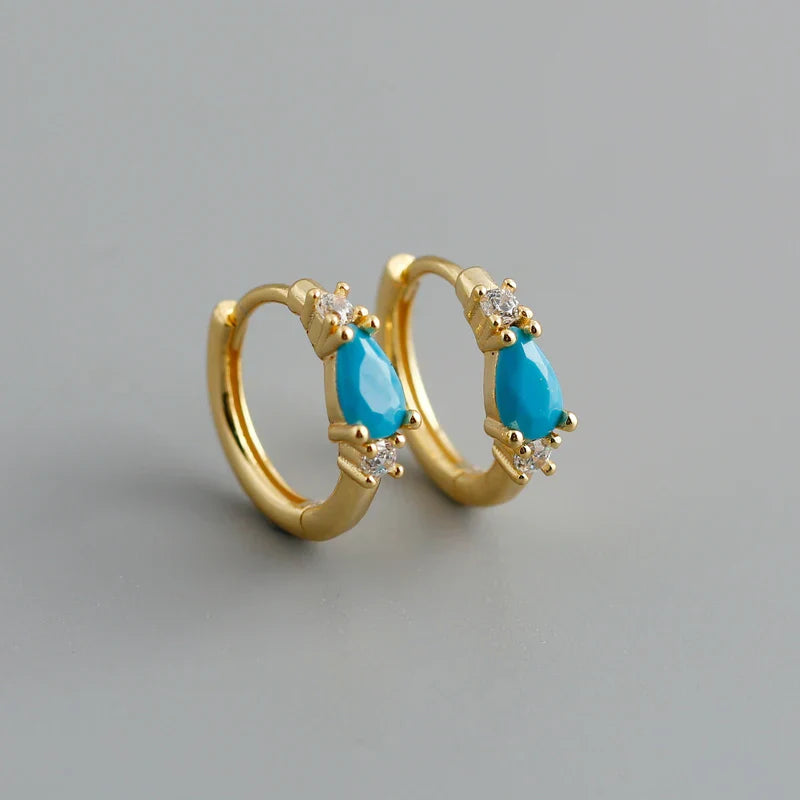 New Arrival Fashion Korean Blue Zircon Spike Geometric Stud Earrings for Women Real 925 Sterling Silver Gothic Jewelry