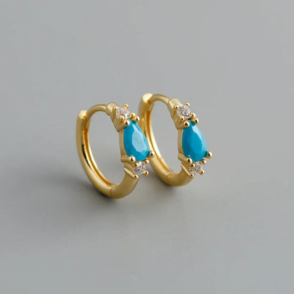 New Arrival Fashion Korean Blue Zircon Spike Geometric Stud Earrings for Women Real 925 Sterling Silver Gothic Jewelry