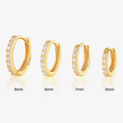 6/7/8/9 MM Cartilage Circle Earrings 925 Sterling Silver Bling CZ Huggie Hoop Earring for Women Piercing Buckle Wedding Jewelry