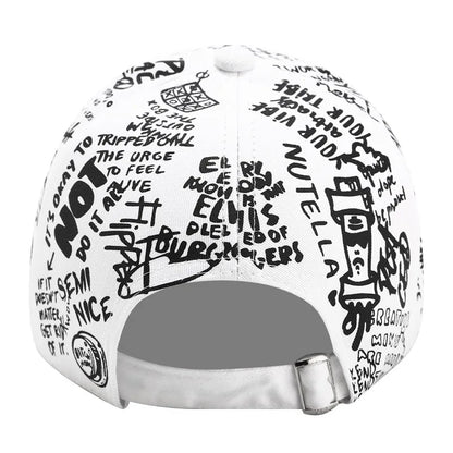Korean version of the graffiti personality baseball hat tide men and women casual wild black shade curved eaves cap sun hat