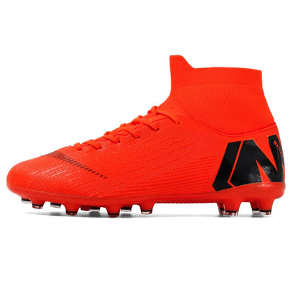 New Futstal FG/TF Orange Soccer Boots For Men High Top Men Soccer Cleats Football Trainers Men Sport Shoes zapatillas de futbol