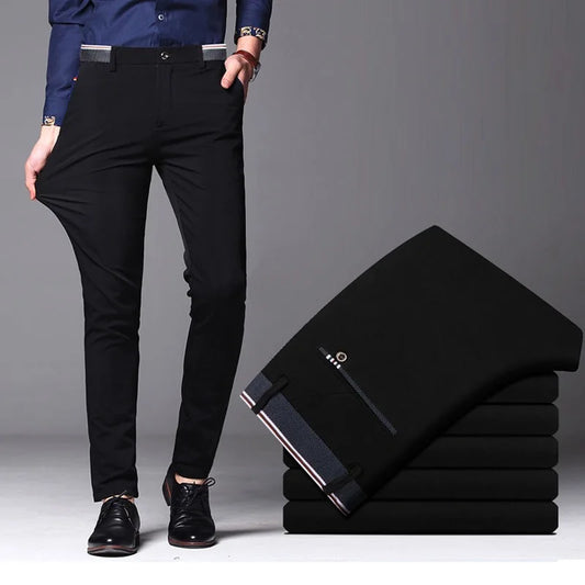 Men's Spring Autumn New Fashion Business Casual Long Pants Suit Pants Male Elastic Straight Formal Trousers Plus Big Size 28-40
