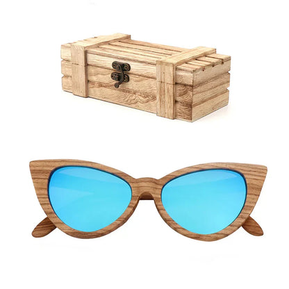 Luxury Fashion Polarized Sunglasses For Women Cat eye Sunglasses Wood Glasses With box Wooden ocularia solaria Gafas de sol