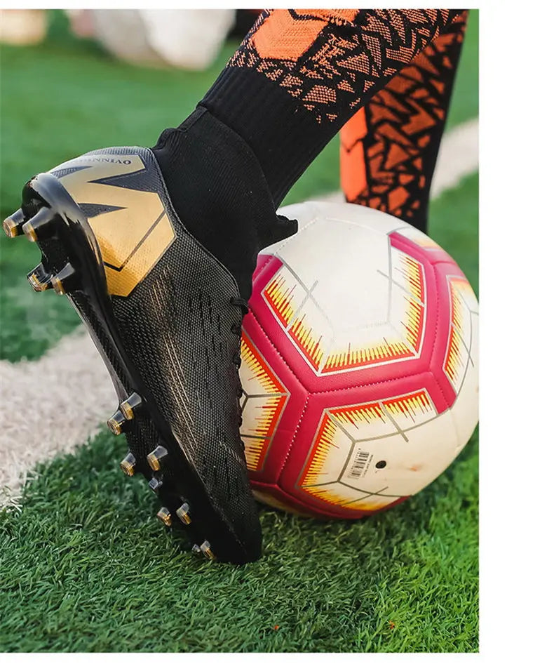 New Futstal FG/TF Orange Soccer Boots For Men High Top Men Soccer Cleats Football Trainers Men Sport Shoes zapatillas de futbol