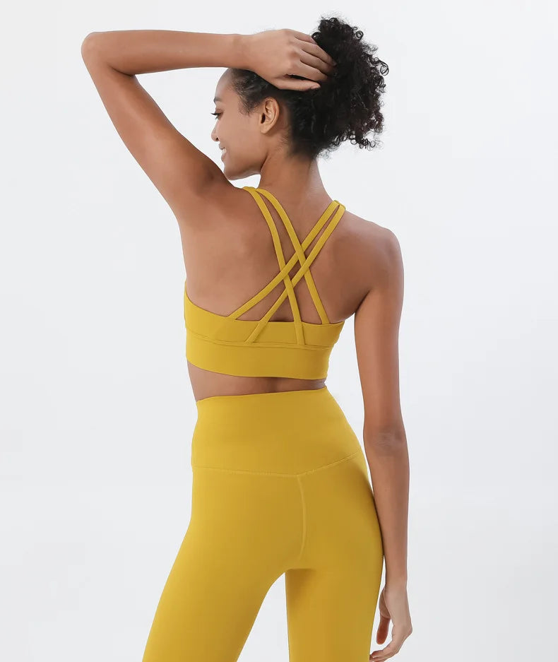 SOISOU Nylon Yoga Set Women's Tracksuit Gym Fitness Set Woman 2 Pieces Leggings Sports Bra Breathable Sportwear Woman Clothes
