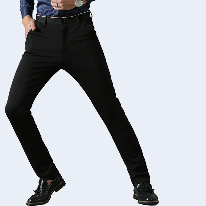 Suit Pants for Men Fashion Elegant Male Dress Pants Solid Color Straight Long Trousers Man Slim Fit Formal Trousers Black