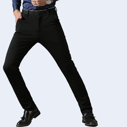 Suit Pants for Men Fashion Elegant Male Dress Pants Solid Color Straight Long Trousers Man Slim Fit Formal Trousers Black